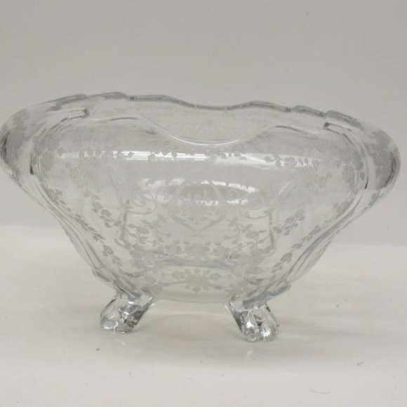 Cambridge Glass Crystal DIANE No. 3400/135 Four Footed Cupped Console Bowl - Picture 2 of 6